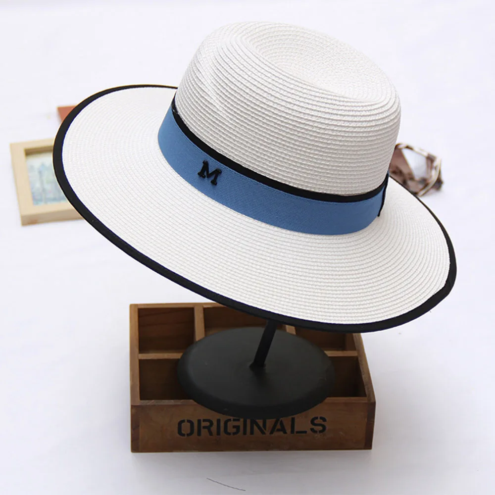 

New M Band Straw Sun Hat Women Summer Beach Caps for Lady Boater Hat Folding Beach Girls Wholesale