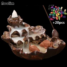 NOOLIM 20 шт. конусы+ курильница для благовоний горелка Декор для дома керамическая Будда Держатель для ароматических палочек подставки для ароматерапии Censer