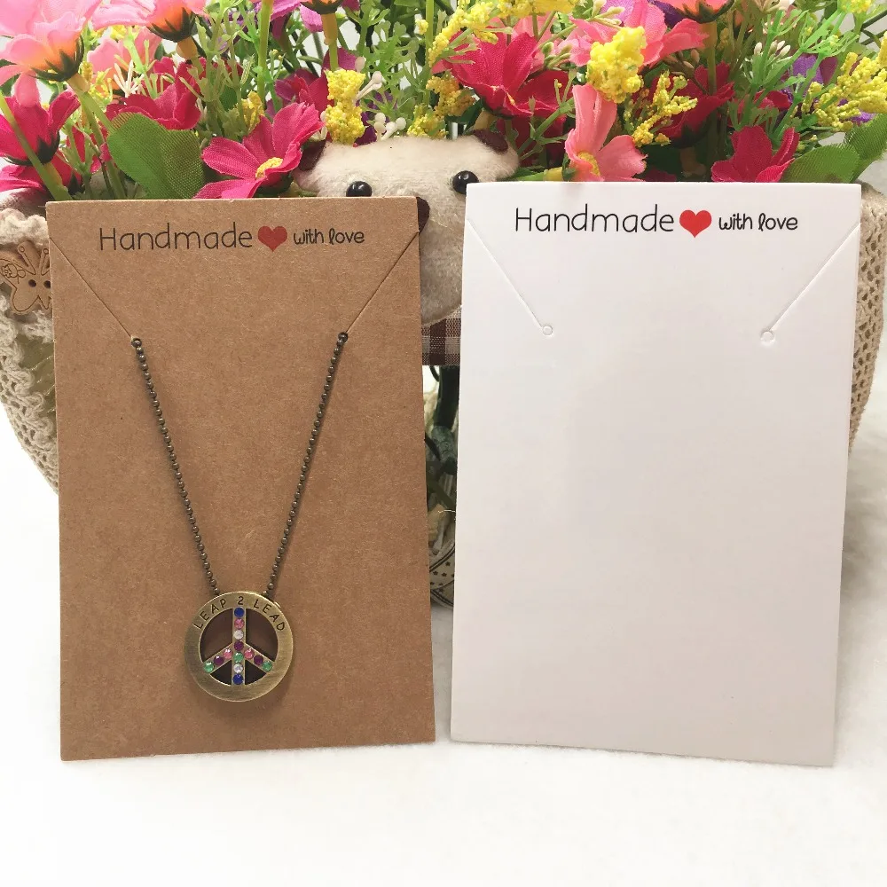 11.4*7.5cm Kraft paper handmade with love Necklace Packaging Cards 100pcs//lot