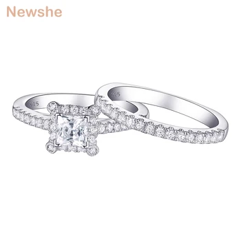 

Newshe Wedding Engagement Ring Set 0.8Ct Princess Cut AAA CZ Genuine 925 Sterling Silver Classic Jewelry For Women 1R0024