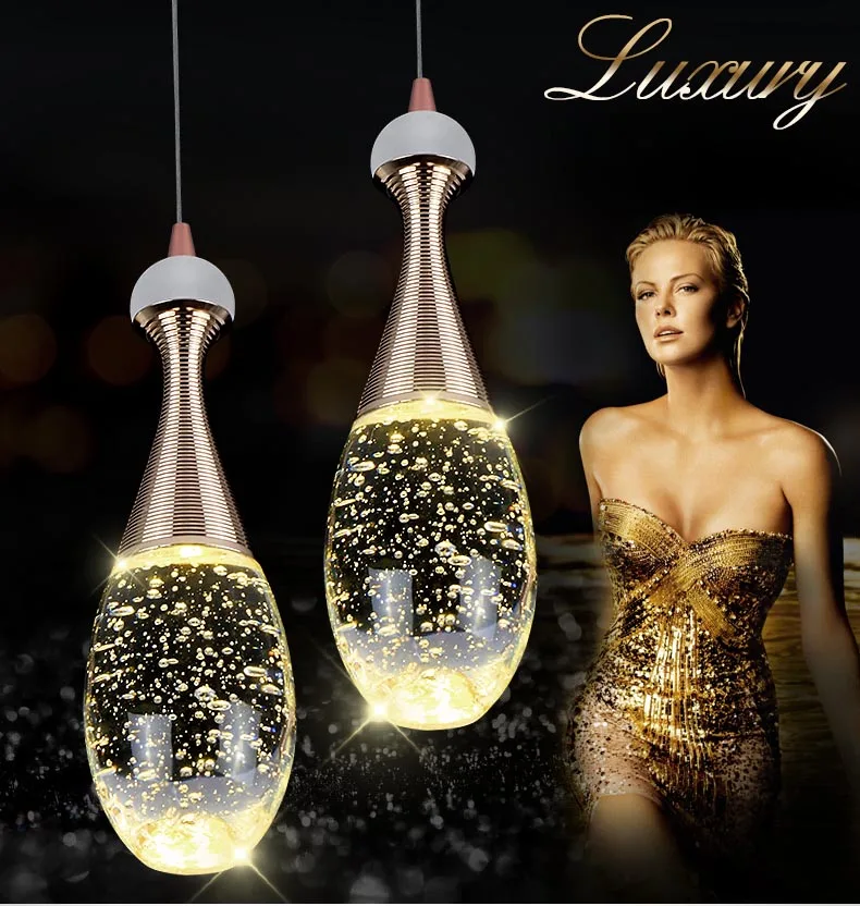 Modern Jellyfish Perfume Bottle Bubble Crystal Pendant Light Restaurant LED Lighting Dining Room Hanging Lamp Fixtures Droplight