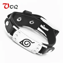 Фильм анимационные дополнительные игры браслет Наруто Лист Знак черный браслет Косплей кожаный браслет FHRG для поклонник аниме