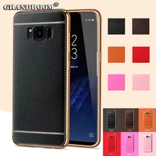 Покрытием ТПУ шаблон Мягкая обложка кожа личи ЗЕРНО чехол для Samsung Galaxy S8 плюс S7 S6 Edge Plus Note 4 5 3 J5 J7 On7 100 шт