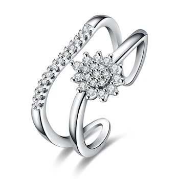 

Bridal Wedding Finger Ring Accessories White/Rose Gold Color Flower Bijoux Cubic Zirconia CZ Crystal Rings Accessories