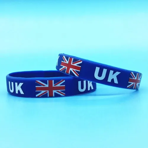 2 шт силиконовый логотип флага страны ID Браслет World Sports Fans браслет эластичные резиновые браслеты игры болельщик подарки браслеты - Окраска металла: UK
