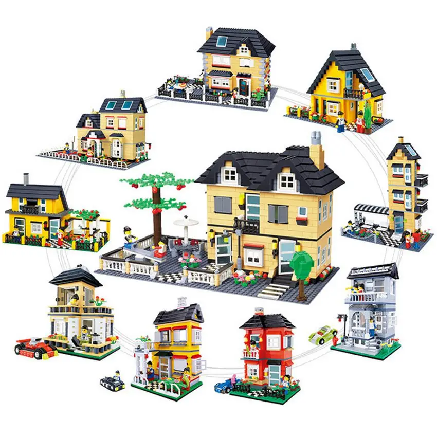 

City Building Villa Building Block Model Beach Hut Module Family Residential Village Building Block Compatible Friends Toys Gift