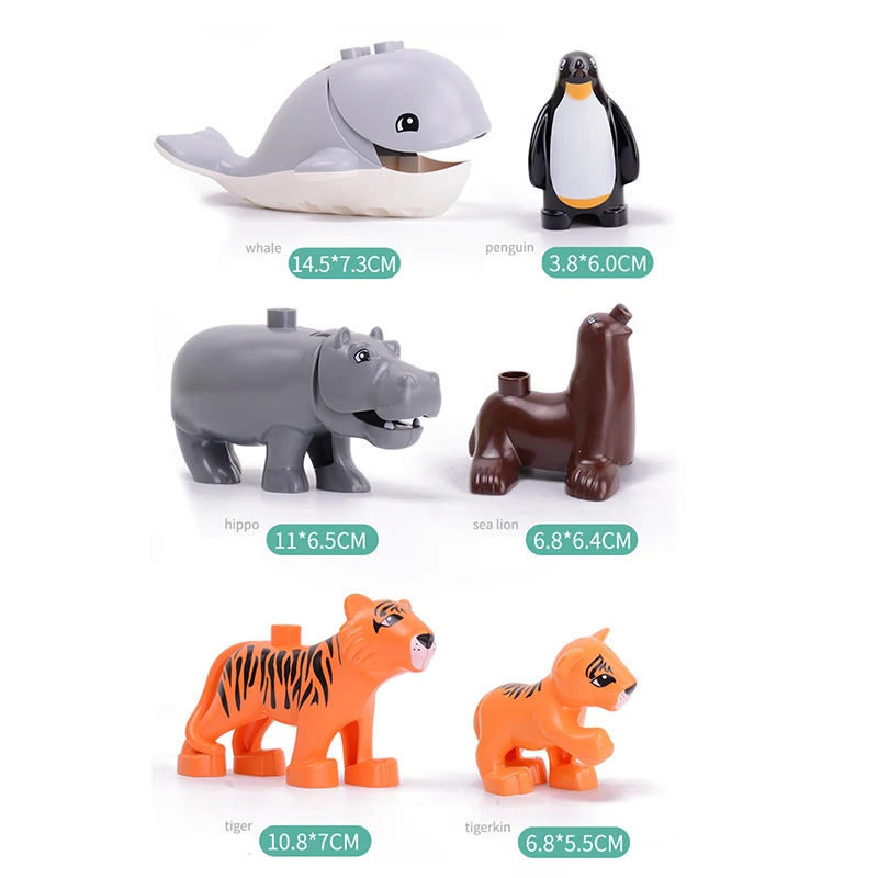 5Pcs-50pcs DIY Big Size Farm Dinosaur Animal Series Building Blocks Sets Bricks Compatible with Duploe Toys  for children  (3)