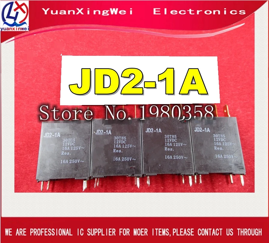 1 Stück JD2-1A Relais 12V 16A 4-polig – Für Elektronik, Auto, Steuerungen