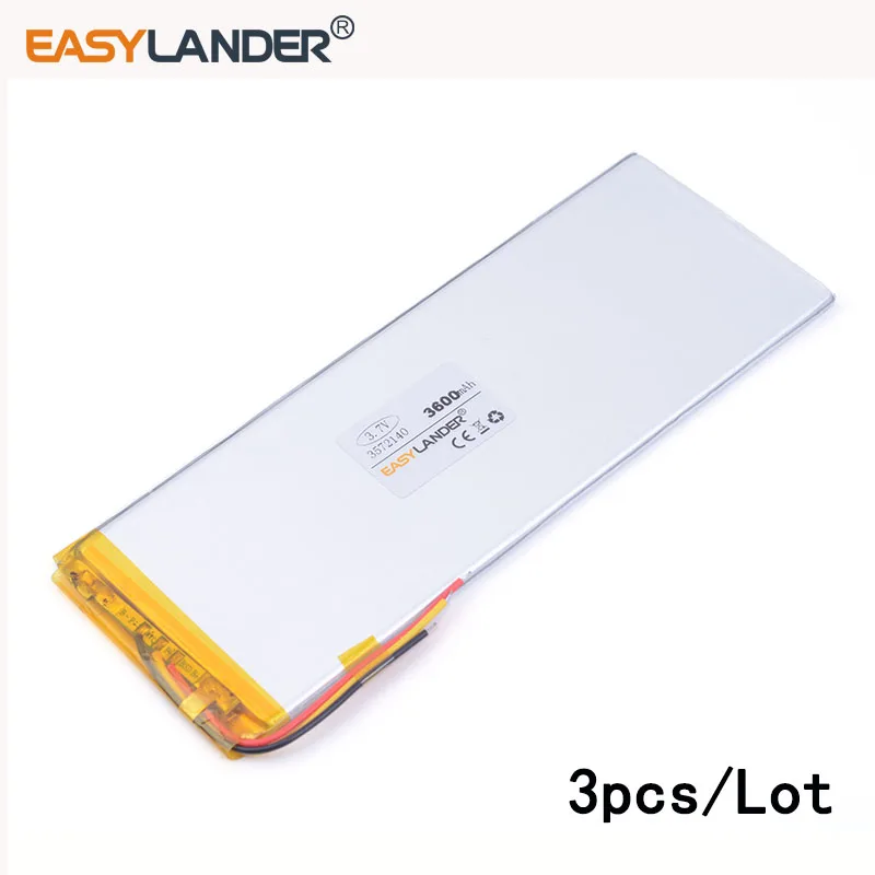 3 шт./лот 7 V 3600mAH 3572140 литий ионная полимерная аккумуляторная батарея для