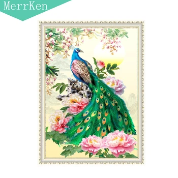 

5d Diy diamond painting cross stitch The peacock peony diamond embroidery diamond mosaic animal home decor 30X47cm
