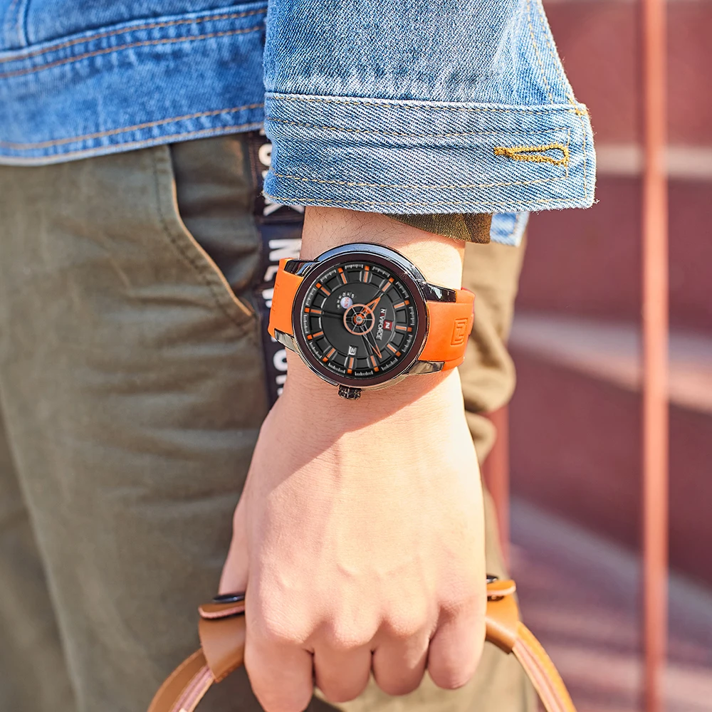 

Luxury Brand Military NAVIFORCE Men Watch Quartz Analog 3D Face Rubber Clock Man Sports Watches Army Watch Relogios Masculino