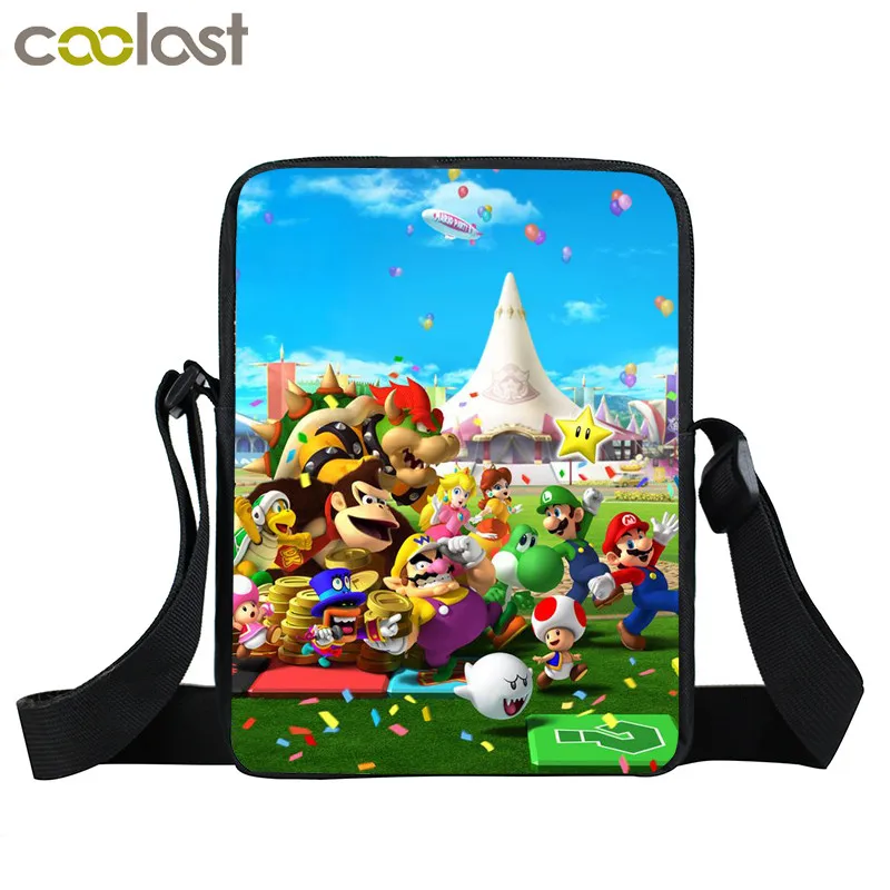 Мини-сумка-мессенджер с принтом Марио из мультфильма smash bros, сумки через плечо для мальчиков и девочек, детские школьные сумки, Детская сумка для книг, маленькая сумка на плечо b - Цвет: xkbsmash07