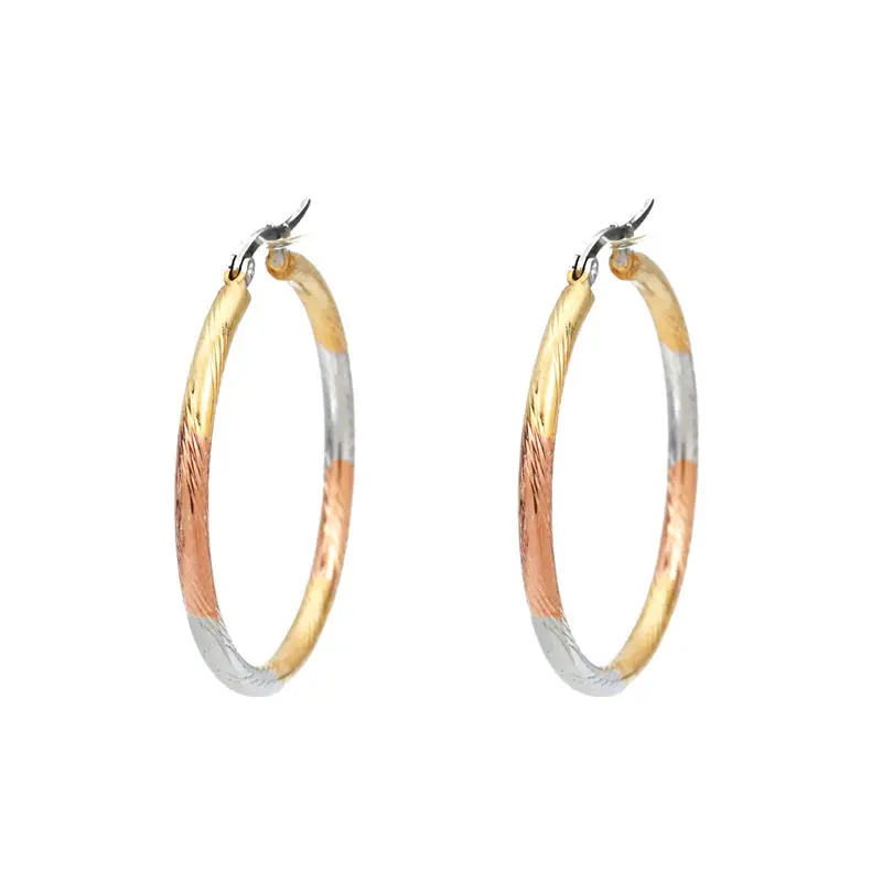 Fashion 304 Stainless Steel Hoop Earrings Gold Color Round Women Modern Jewelry Post/ Wire Size: (17 gauge) 1 Pair | Украшения и