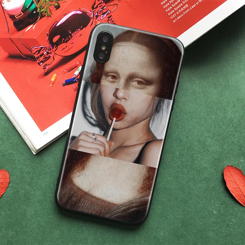 

Mona Lisa Spoof Funny Fashion Coque Soft Silicone TPU Phone Case Cover Shell For Apple iPhone 5 5s Se 6 6s 7 8 Plus X XR XS MAX