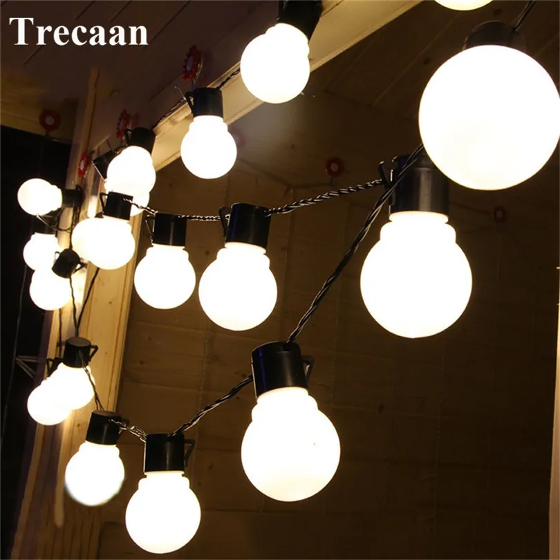 

Novelty 10M 38pcs 5CM Big Ball LED String Black Wire Outdoor Fairy String Garland Light Christmas Wedding Garden Light 110V 220V