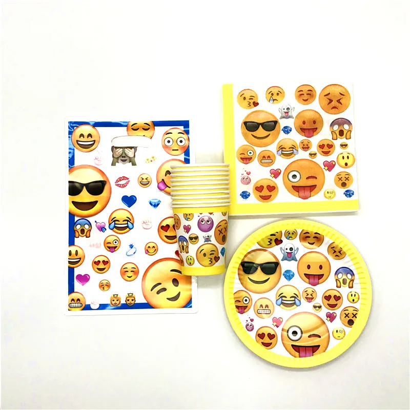 

Party Supply 80Pcs/Lot Emoji Theme Boy Girl Birthday Party Cup Plate Napkins Wedding Festival Tissue Baby Shower Gift Bag Supply