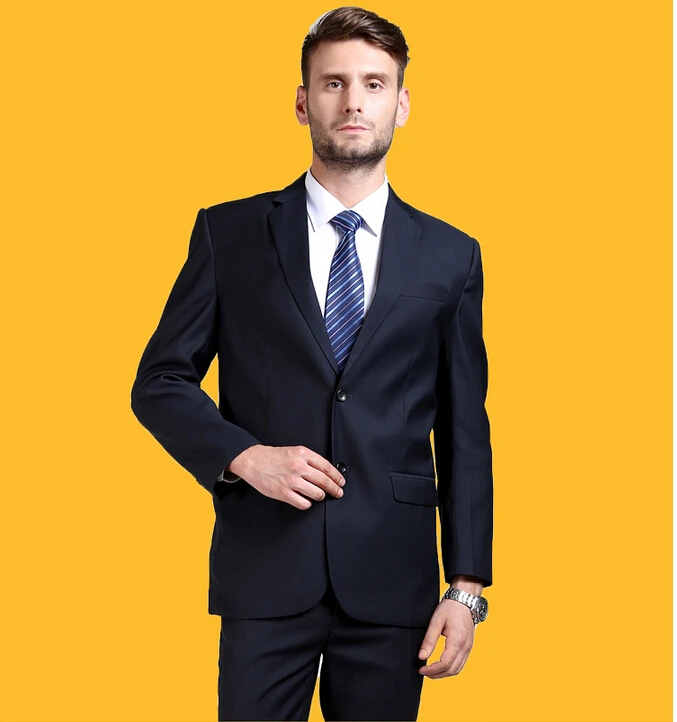 Costume homme Men suit Terno masculino Trajes de hombres de vestir navy blue Skinny