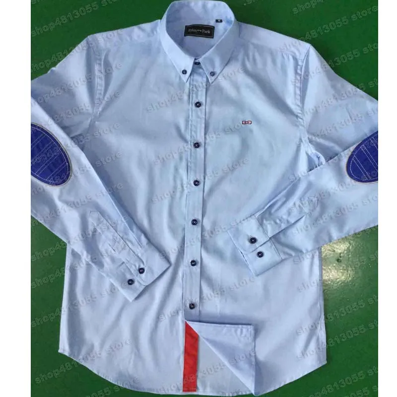 

Eden park france brand 2019 Brand Men's business Shirts Casual long Sleeve Shirt for men Slim Sleeve patch Tops Social shirt