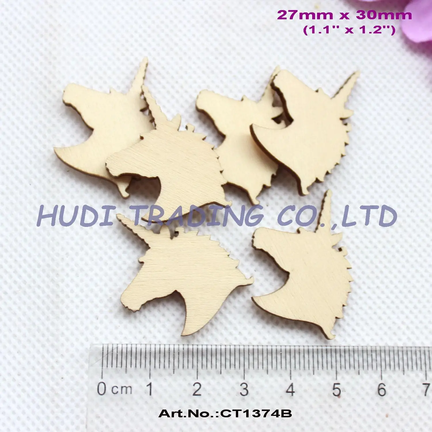 

(50pcs/lot) 30mm Natural Blank Wooden Unicorn Brooches (no pin) Ornaments Rustic Wood Favor Unicorn 1.2"- CT1374B