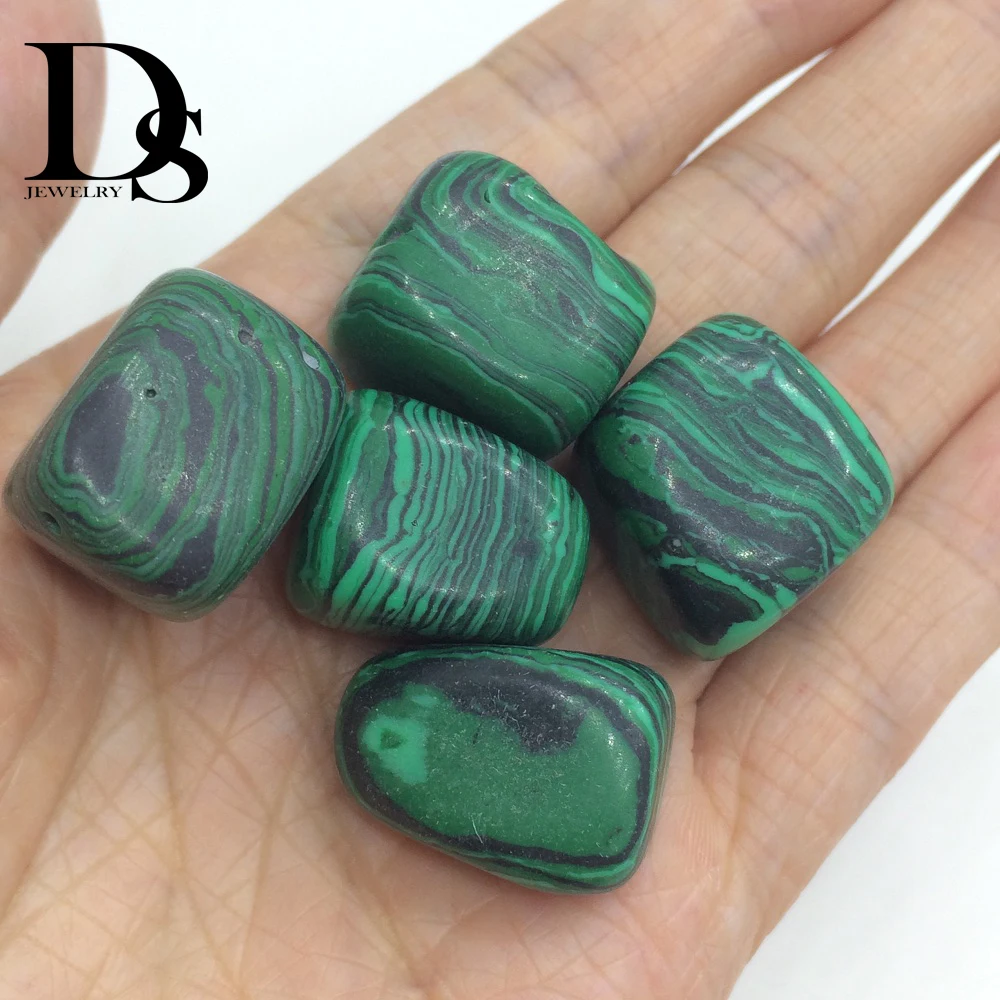 

5pcs Natural Green Malachite Stone Cubic Crystal Clastic Rock Tumbled Stones Cube Collectible Geological Minerals Specimen