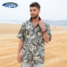 Mens Beach Border Hawaiian Shirt Tropical Summer Aloha Shirt Men Brand Clothing Casual Button Down Shirts