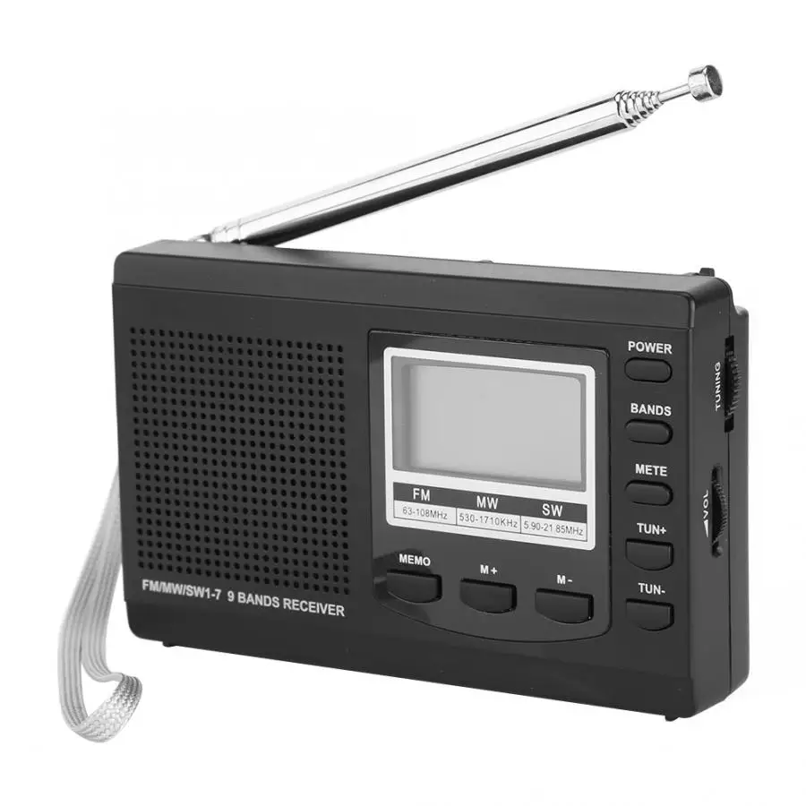 Профессиональный Мини Портативный радиоприемник FM/MW/SW с цифровым будильником FM/AM