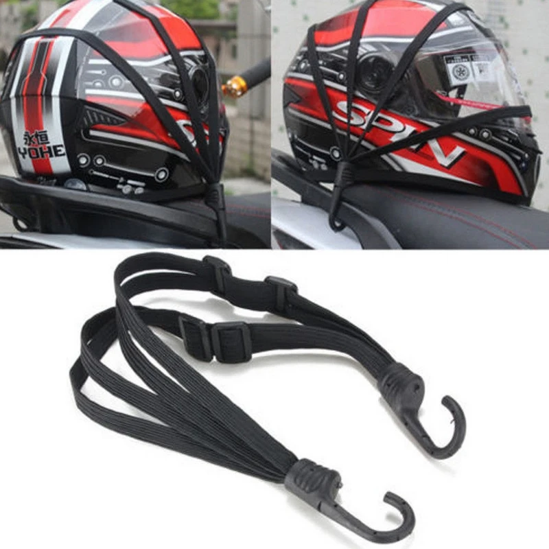 Motorcycle Helmet Elastic Rope Strap Tensioner Elastic With Hook 43inch Max Length Tensioning Belts Retractable Helmet Luggage