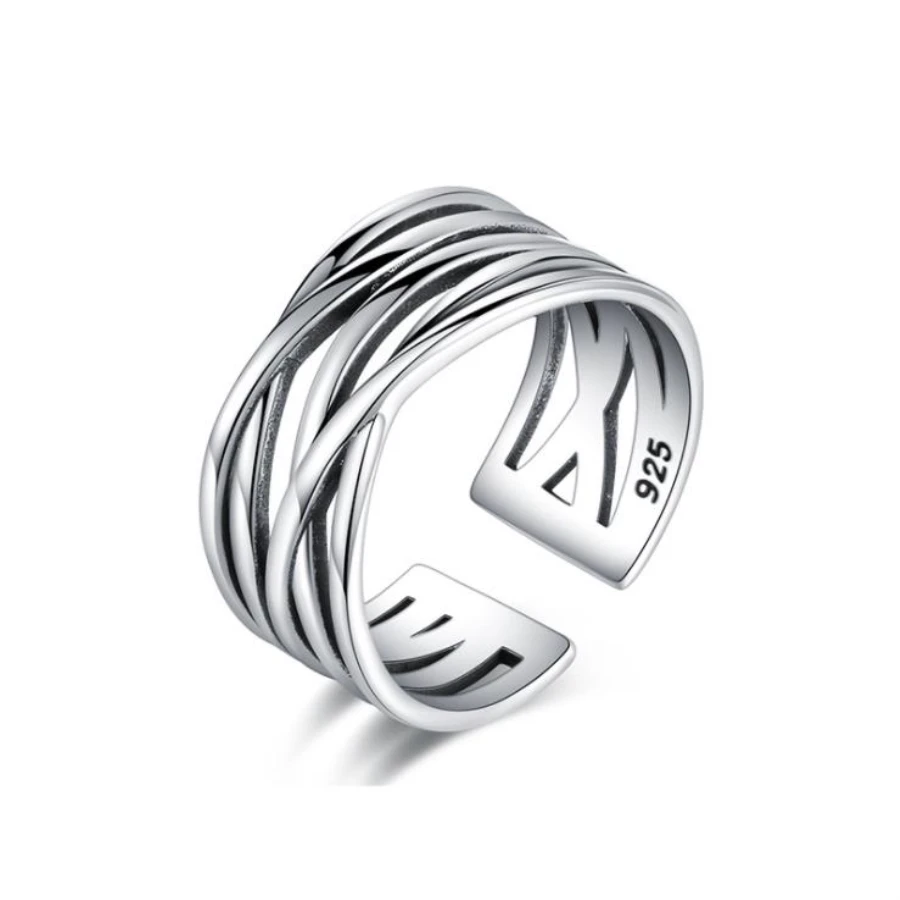 

Unisex Retro 925 Silver Rings Metal Stackable Rings Irregular Chain Fine Jewelry New Arrival Spinner Chunky Rings for Women Men