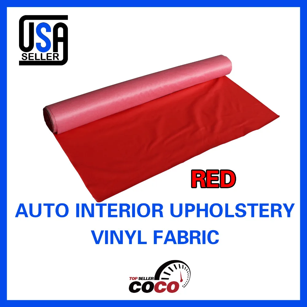 

141" x 54" 360cm x 139cm Boat Yacht Marine Leather Vinyl Fabric Upholstery Seats Water UV Proof Red