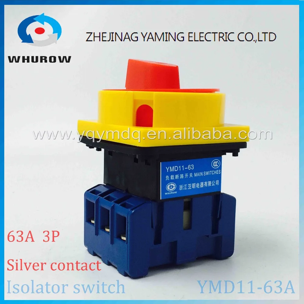 

Isolator switch YMD11-63A load break switch universal power cut off switch on-off 63A 3P changeover cam switch 6 sliver contacts