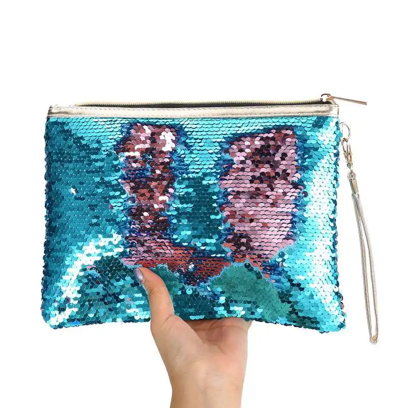 Glamour Mermaid Sequin Cosmetic Bag Travel Clutch Portable Makup Bag Neceser Women Fashion Zipper Toiletry Kit Beauty