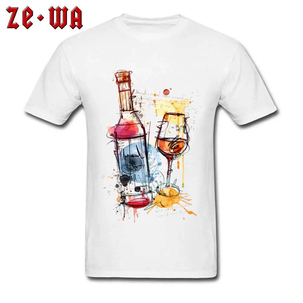 Men 2018 New Geek Tops Shirt Crew Neck Summer All Cotton T-Shirt Street Short Sleeve red wine bottle201897Y Tee Shirt red wine bottle201897Y white