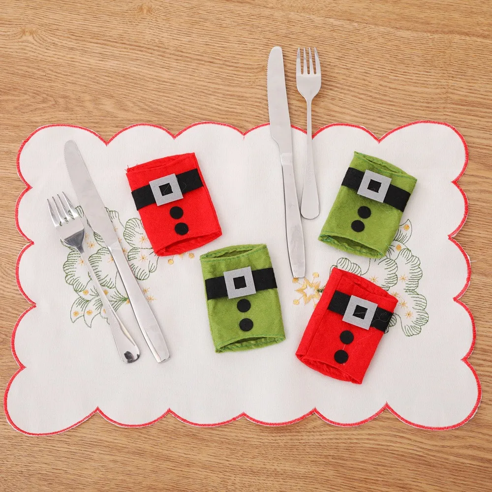 

Hot sale 4Pcs Christmas Decorative Tableware Fork Set Christmas Hat Storage Tool party decoration