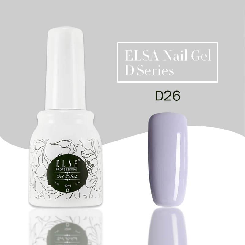 Гель-лак ELSA для ногтей, 12 мл, телесный серый цвет, замачиваемый УФ-Гель-лак, долговечный УФ-лак для дизайна ногтей, маникюрный здоровый гель - Цвет: D26
