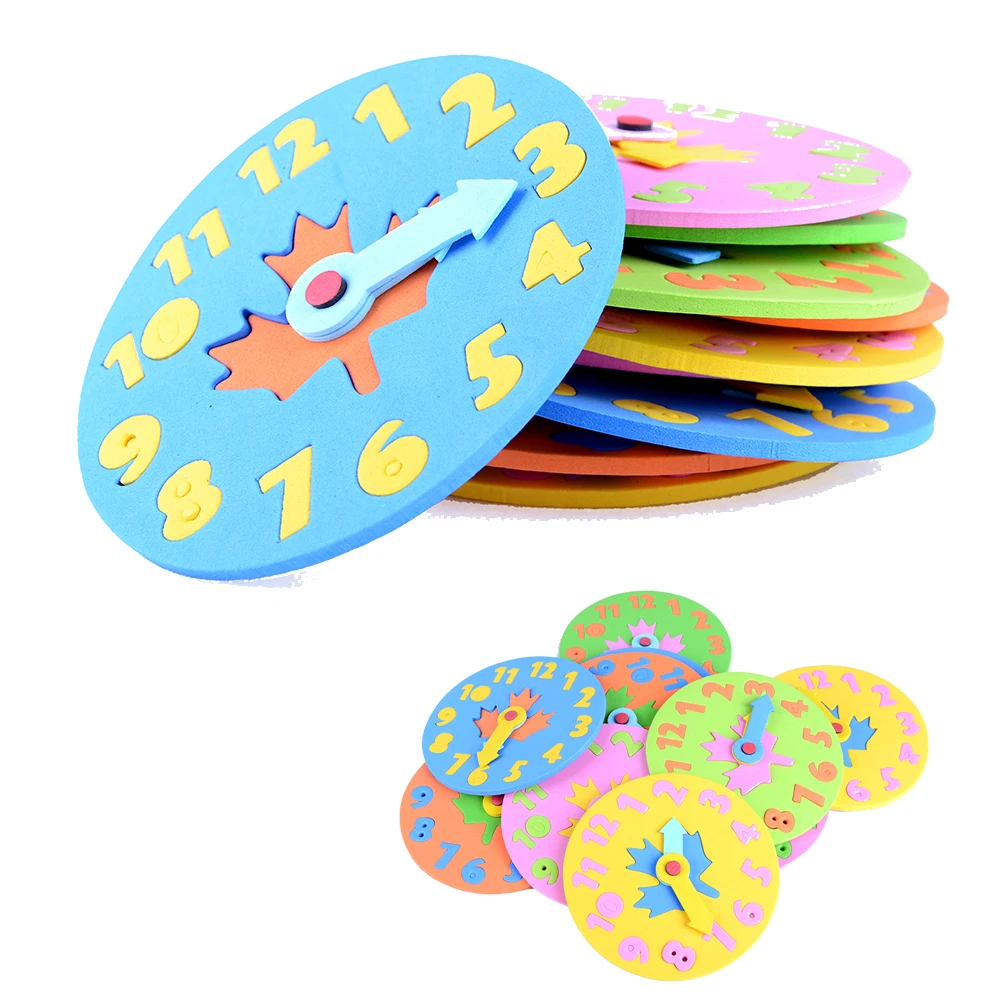 

1 Piece 3-6 years old Kids DIY Eva Clock Learning Education Toys Fun Math Game for Children Baby Toy Gifts