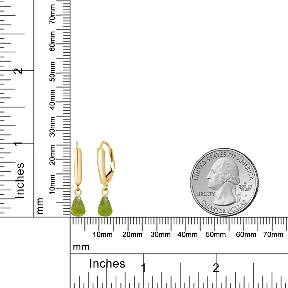Настоящее 14 к Желтое золото хорошее ювелирное изделие для женщин 2,70 Ct 7x5 мм бриолет Зеленый Перидот висячие серьги GemStoneKing