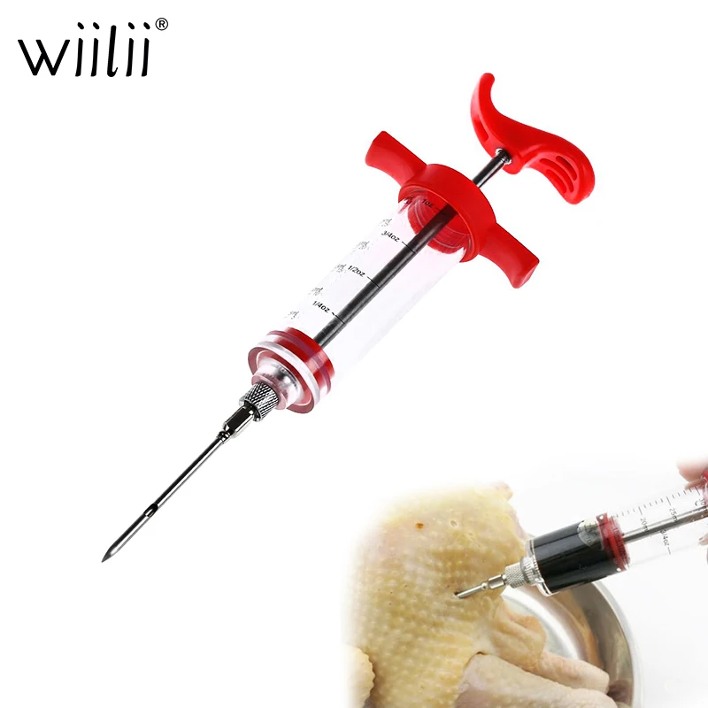 Stainless Steel Spice Syringe For Turkey Meat Marinade Syringes Needle