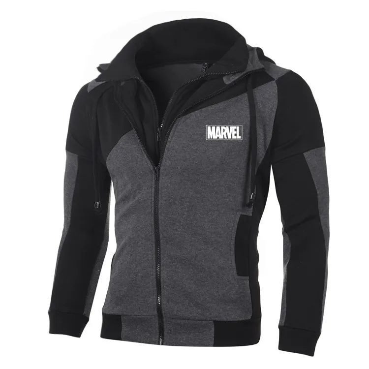 

Fashion Men's New Hoodie Marvel Personality Color Double Zip Hooded Cardigan Slim Fitting