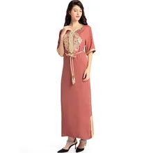 Мусульманское женское длинное платье с длинным рукавом, мусульманская одежда, кафтан, Марокканское Макси/длинное абайя, турецкое этническое платье, хиджаб стиль