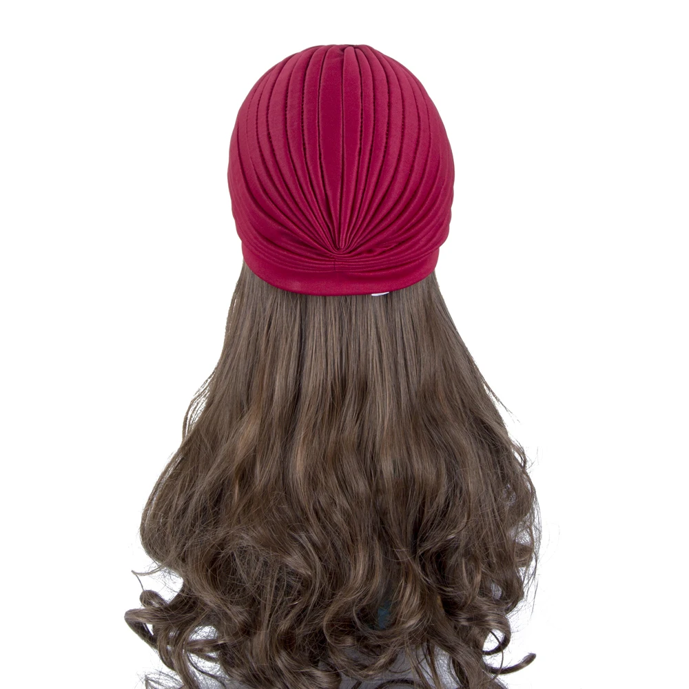 Новые мусульманские шапки-тюрбан для женщин, одноцветные складные банданы, повязки для волос, головные уборы, аксессуары для волос
