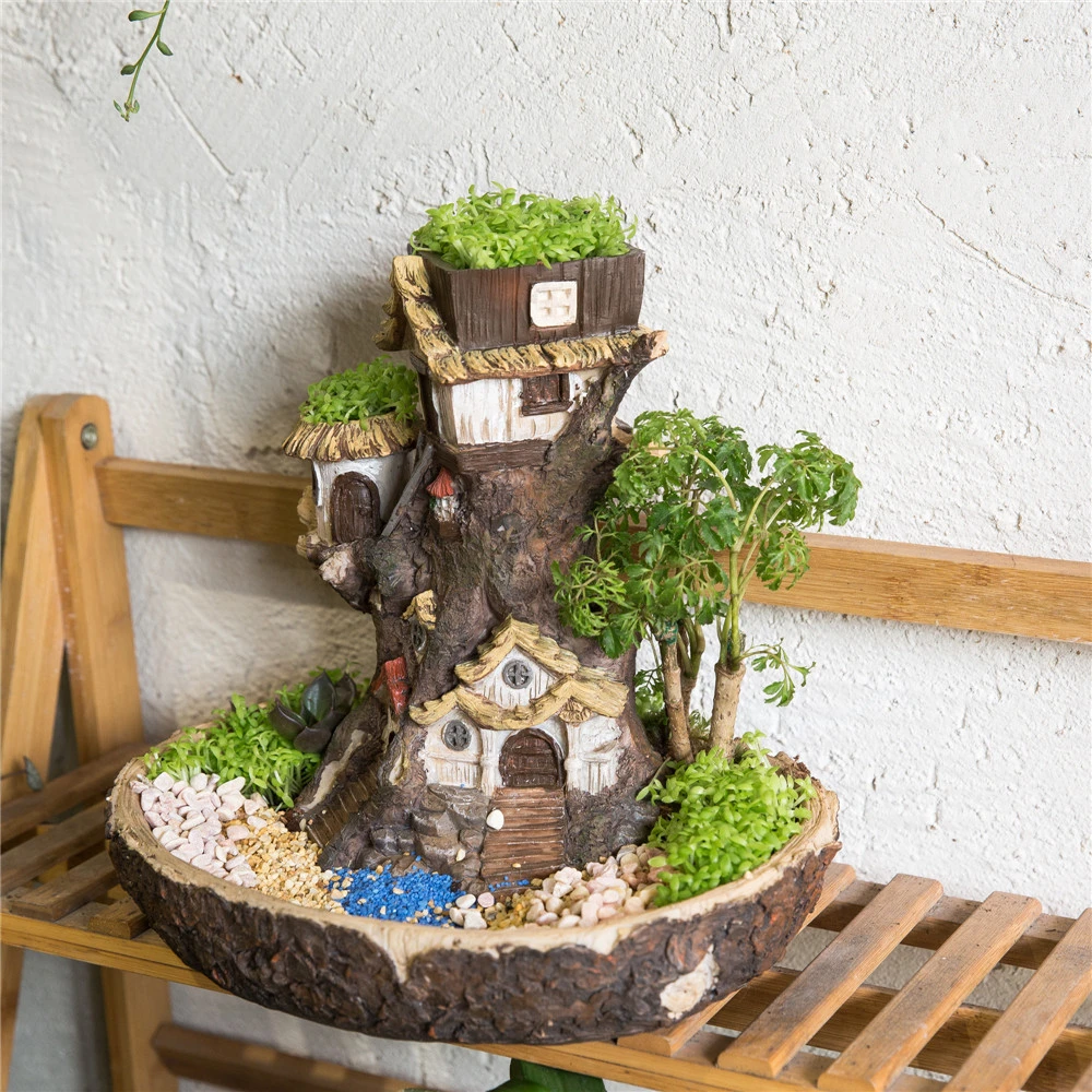 鉢 植木鉢 装飾 フラワーポット 多肉植物 寄せ植え かわいい ガーデンポット サボテン プランター 箱庭 ガーデン おしゃれ 飾り プレゼント 青井屋 樹脂フラワーポットソーラーガーデンスタチュープランター漫画かわいい動物はガーデンライトスタチューポットを導きまし