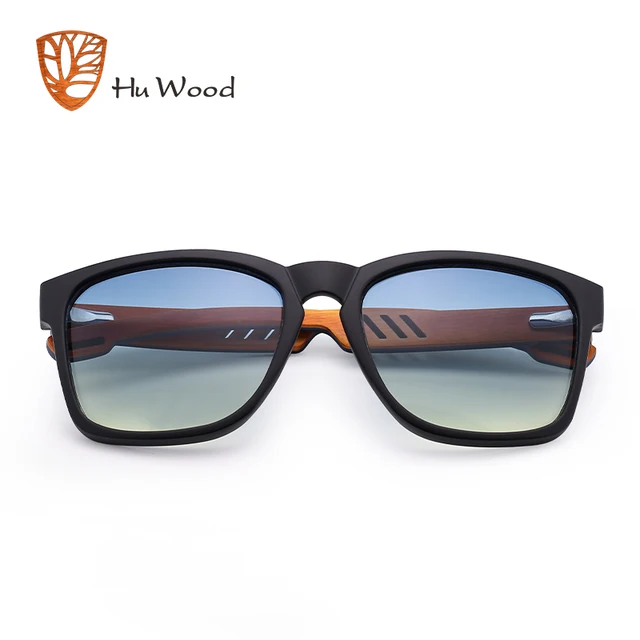 HU WOOD Brand Design Multi-color Frame Skateboard Wood Sunglasses For Men Color Gradient Lenses Driving Shade Anti-glare GR8011