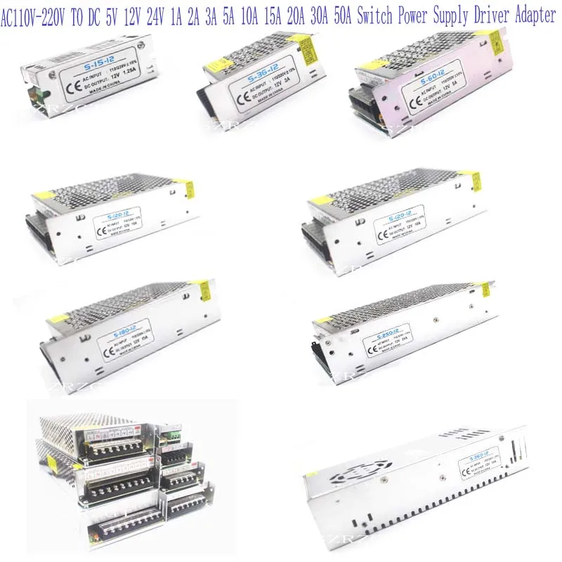 

AC 110V-220V TO DC 12V 1A 2A 3A 5A 10A 15A 20A 30A 50A 60A 70A Switch Power Supply Driver Adapter LED Strip light