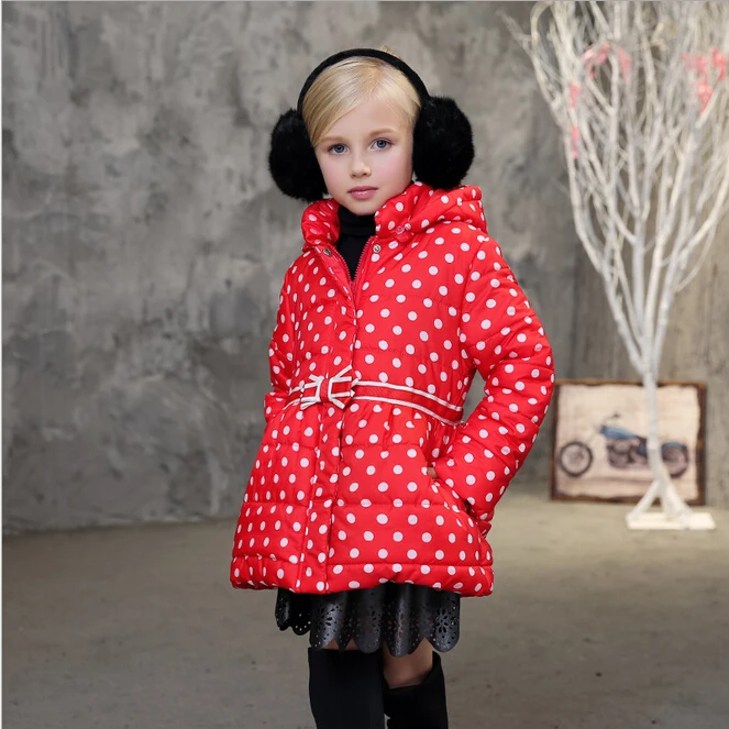 2016 NEW hot arrival girl dot print cotton jakcet coat children winter outwear coat kids winter