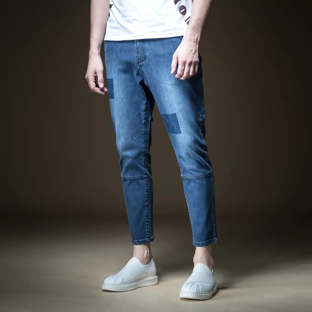 2019 drawstring striped zipper decorated slim pants