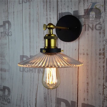 

Retro LOFT Industrial glass shade Wall Lamp Living Room Restaurant Bedroom industrial brass E27 Wall sconce indoor light fixture