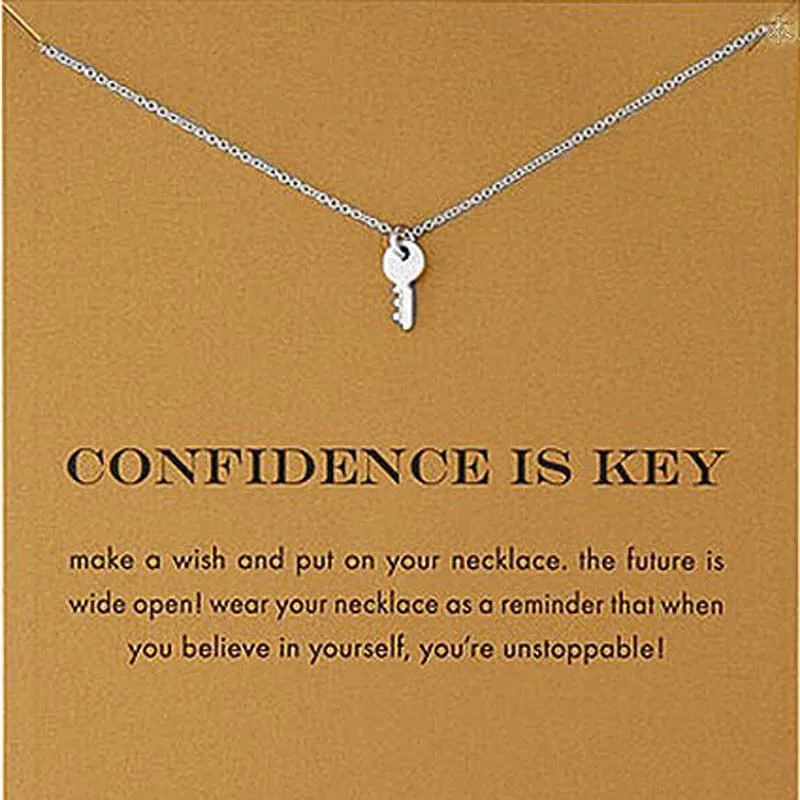 6 видов золотых желаний колье ожерелье для женщин слон ключ бесконечное 8 письмо треугольная бумага кран кулон ожерелье - Окраска металла: Key Silver