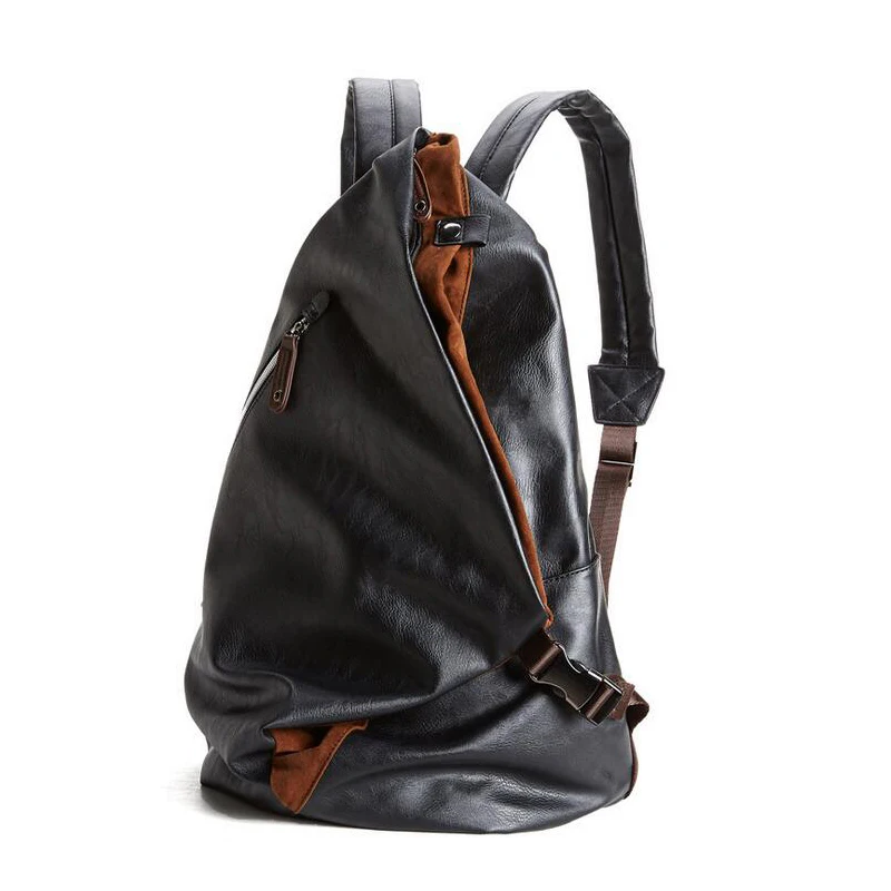 2017 Mochilas de cuero de la mochila de los hombres de la manera Mochilas masculinas de la escuela de la universidad para la mochila del negro del morral del ordenador portátil de la calidad del adolescente