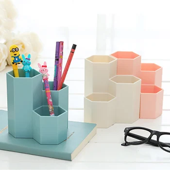 

Korean ABS Hexagon Pen Holder Box Ornaments Creative Desktop Makeup Storage Box Crafts Home Decoration Students Birthday Gifts