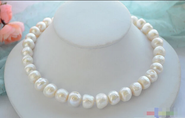 

Free shipping@@@@@ P4785 17" 15mm white baroque freshwater cultured pearl necklace